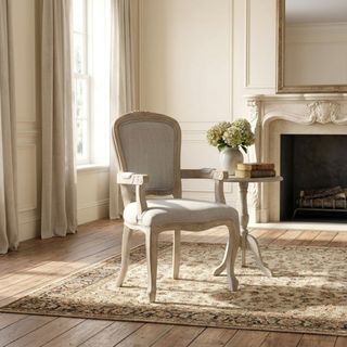 Sedia Vintage Country Tessuto Grigio Legno 86cm