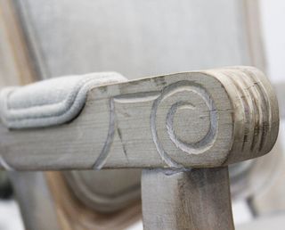 Sedia Vintage Country Tessuto Grigio Legno 86cm