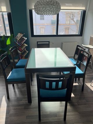 Mesa comedor cristal 6 sillas