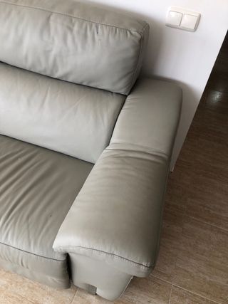 Sofá eléctrico piel sintética beige/gris