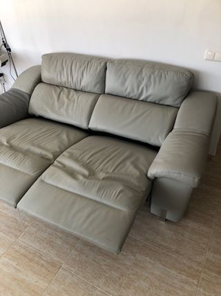 Sofá eléctrico piel sintética beige/gris