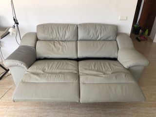 Sofá eléctrico piel sintética beige/gris