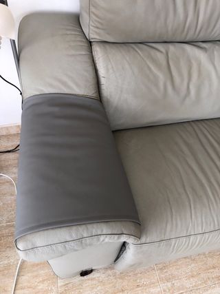 Sofá eléctrico piel sintética beige/gris