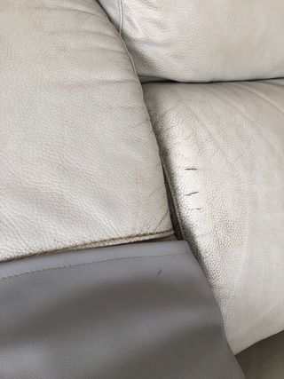 Sofá eléctrico piel sintética beige/gris