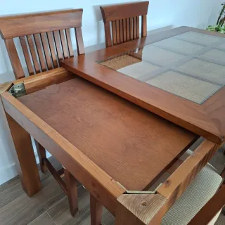 4 Sillas Comedor Madera Pino Tapizadas