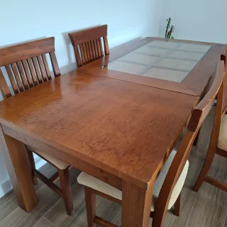 4 Sillas Comedor Madera Pino Tapizadas