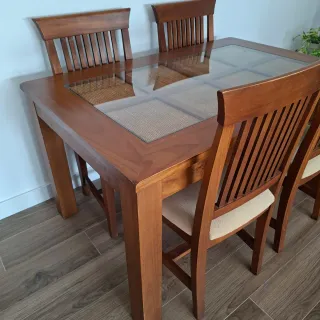 4 Sillas Comedor Madera Pino Tapizadas