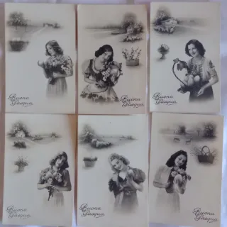 Cartoline Pasquali Vintage - 6 pezzi
