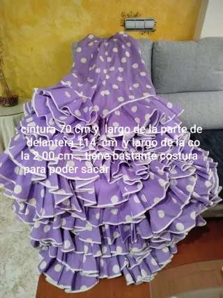 Falda flamenca morada lunares blancos