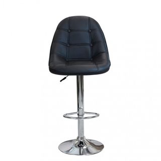 Sgabello Bar Regolabile Ecopelle Metallo Nero Alto