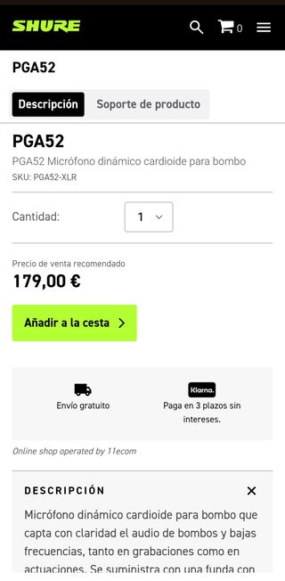 Shure PGA52 Micrófono dinámico cardioide bombo