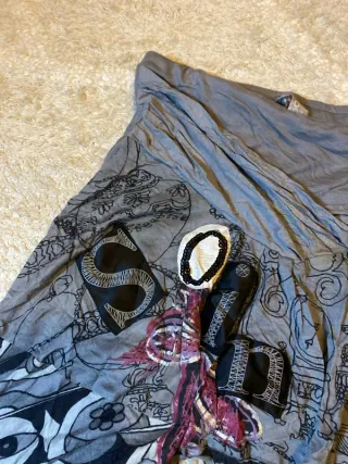 Falda Desigual Gris Estampada Talla L