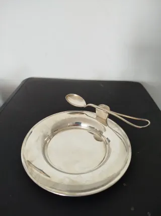 Piattino degustazione in argento 800 e cucchiaino