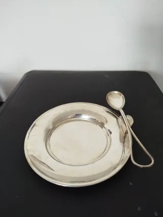 Piattino degustazione in argento 800 e cucchiaino