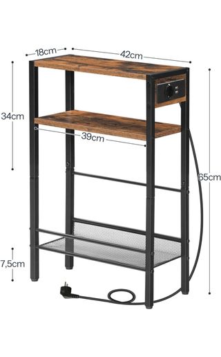 Mesa Auxiliar con Enchufe, alargadera + 2 USB