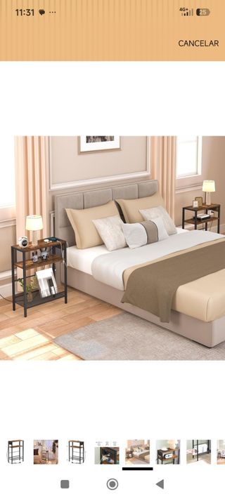 Mesa Auxiliar con Enchufe, alargadera + 2 USB