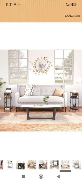 Mesa Auxiliar con Enchufe, alargadera + 2 USB