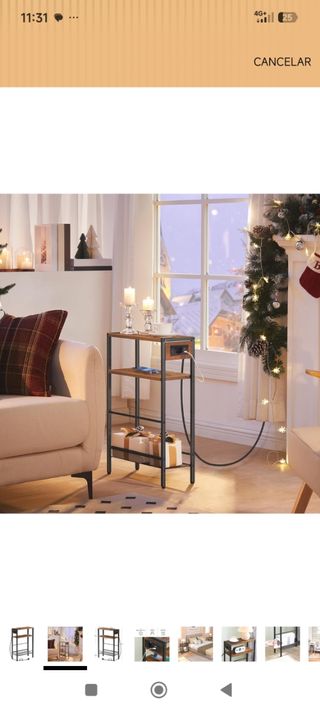 Mesa Auxiliar con Enchufe, alargadera + 2 USB