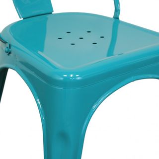 Sedia Metallo Industrial Impilabile Verde Petrolio