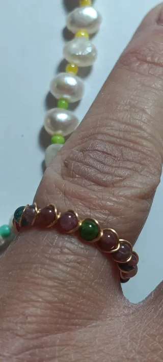 Conjunto Pulsera y Anillo Perlas y Piedras