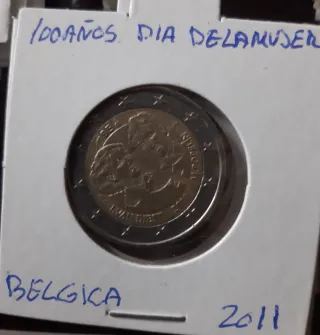 Moneda Bélgica 2011 100 años Día Mujer