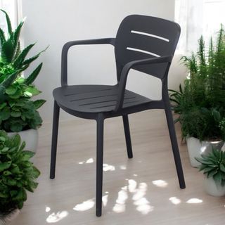Sedia in Resina Impilabile Braccioli Antracite Bar