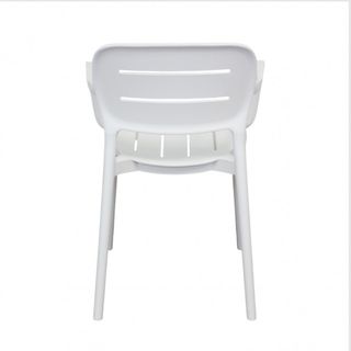 Sedia in Resina Impilabile con Braccioli Bianca
