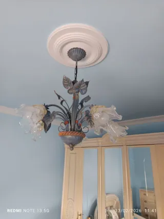 Lámpara de techo y mesa metal cristal