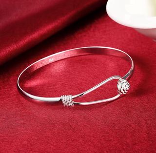 Set 925 Argento Collana Orecchini Bracciale rosa