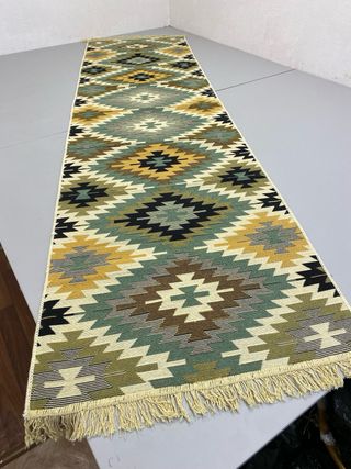 Tappeto Kilim in Cotone Etnico 80x300cm per Corridoio