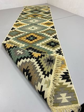 Tappeto Kilim in Cotone Etnico 80x300cm per Corridoio