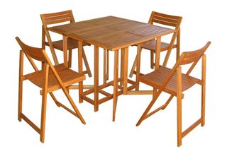 Set Tavolo 4 Sedie Pieghevoli Legno Acacia Marrone