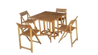 Set Tavolo 4 Sedie Pieghevoli Legno Acacia Marrone