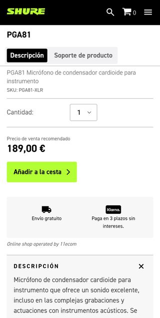 Shure PGA81 Micrófono condensador cardioide