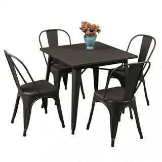 Tavolo da Pranzo Moderno Acciaio Antracite 80x80