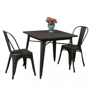 Tavolo da Pranzo Moderno Acciaio Antracite 80x80