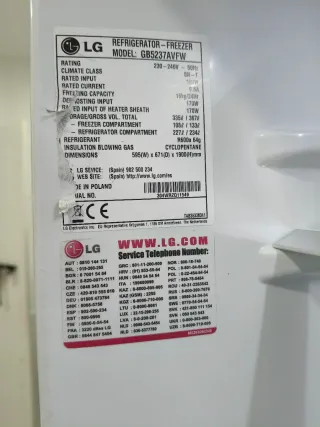 Nevera Combi LG Inox 1.85m