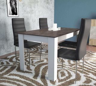 Tavolo Cucina 138x80 Bianco Grigio Cemento Fisso