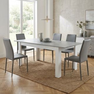 Tavolo Pranzo Allungabile Bianco Effetto Cemento