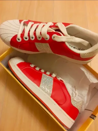 Scarpe ginnastica donna rosse glitter