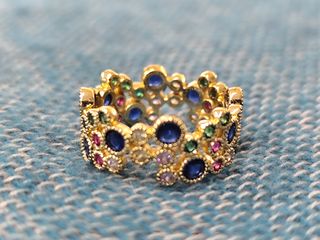 Anillo ajustable circonita sintética oro