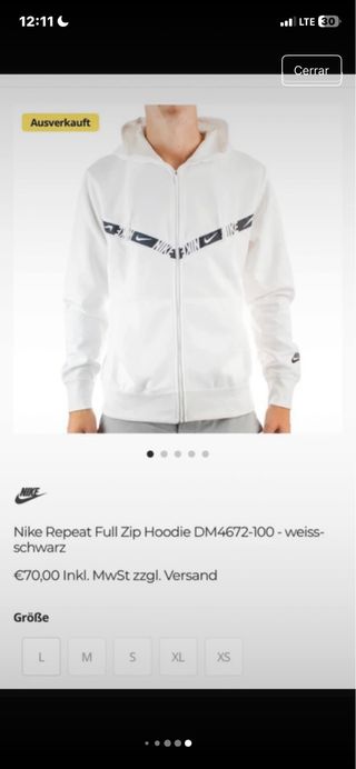 Chaqueta Nike Blanca Hombre