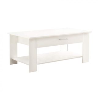 Tavolino Moderno da Salotto Legno Bianco 110x60 Cm
