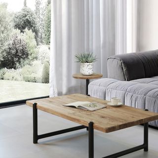 Tavolino Basso Legno Massiccio 135x75Cm Industrial