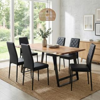 Tavolo Pranzo Legno di Acacia e Metallo 200x100Cm