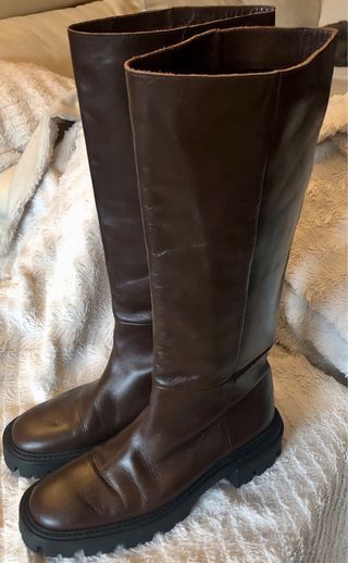 Rebajadas Botas altas de cuero marrón