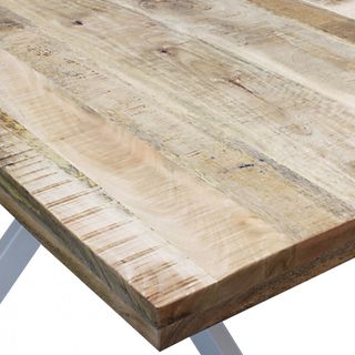 Tavolo Pranzo Legno Mango 200x100cm Metallo Bianco