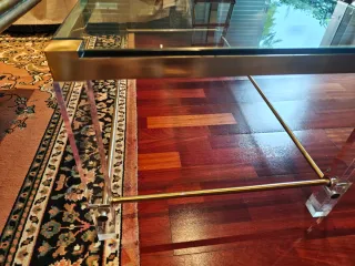 Mesa centro cristal bronce y metacrilato