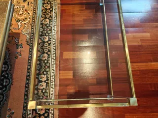 Mesa centro cristal bronce y metacrilato