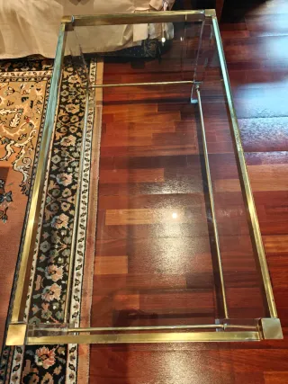 Mesa centro cristal bronce y metacrilato